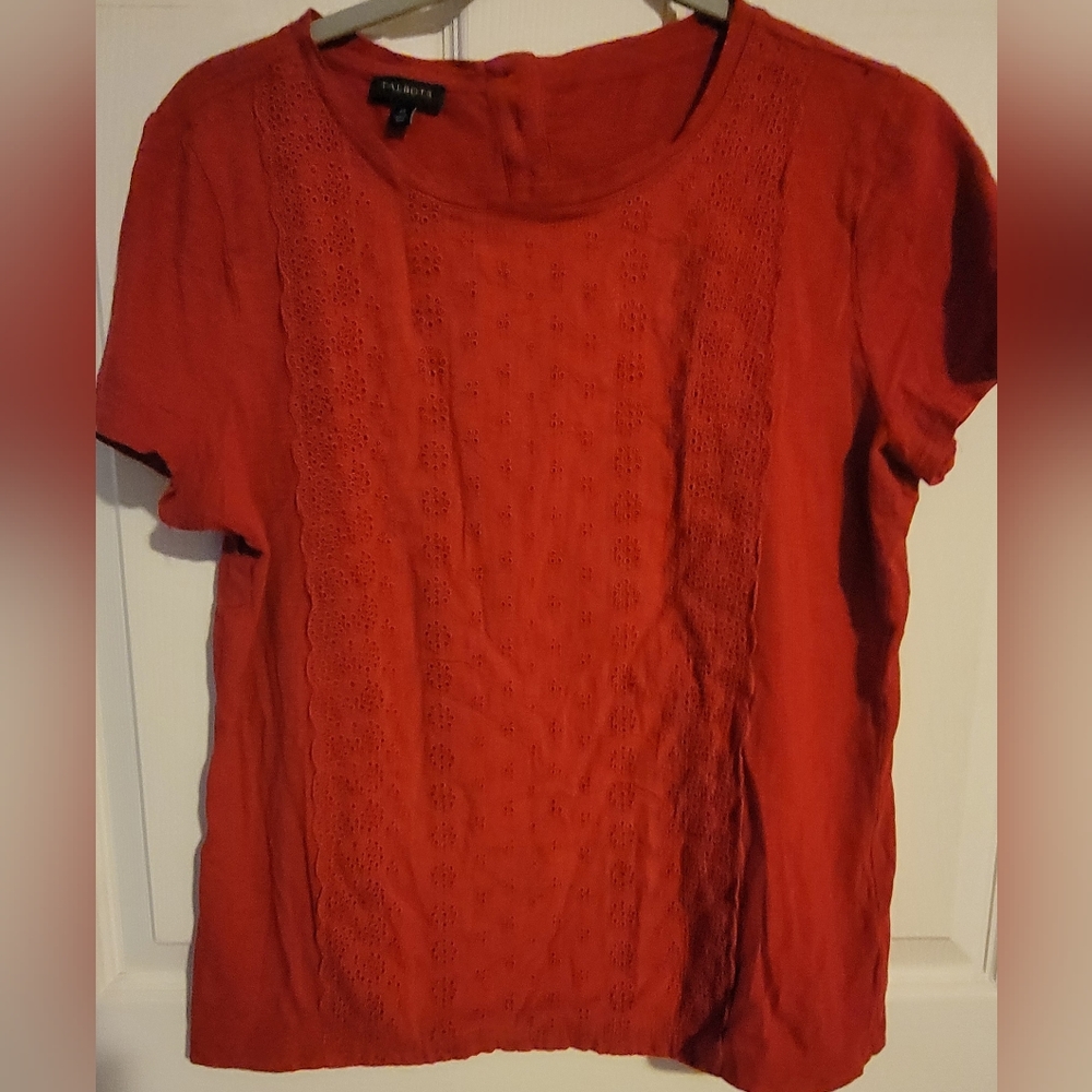 Talbots Red Eyelet Top M